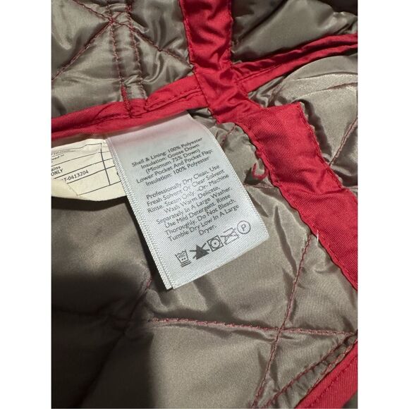 Eddie Bauer Red quilted puffer Goose Down Jacket - Picture 5 of 13